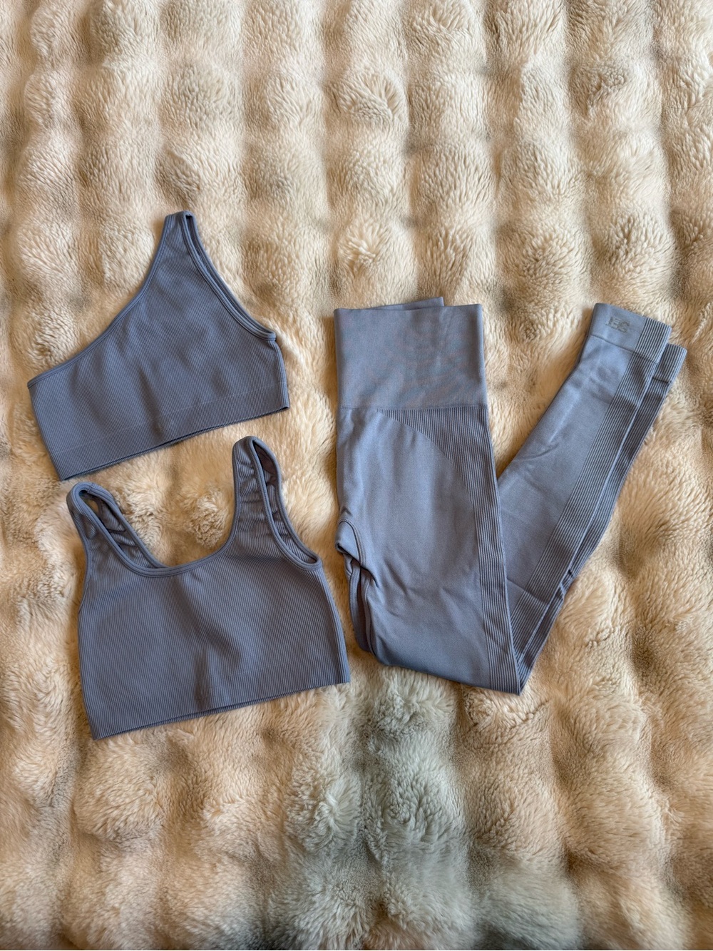 SET Active Sports Bras & High-Waist Leggings Set - Dusty Blue, Size XS
